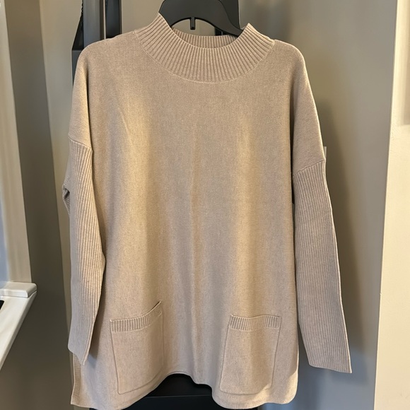 Sweaters - Taupe modern soul mock neck tunic sweater